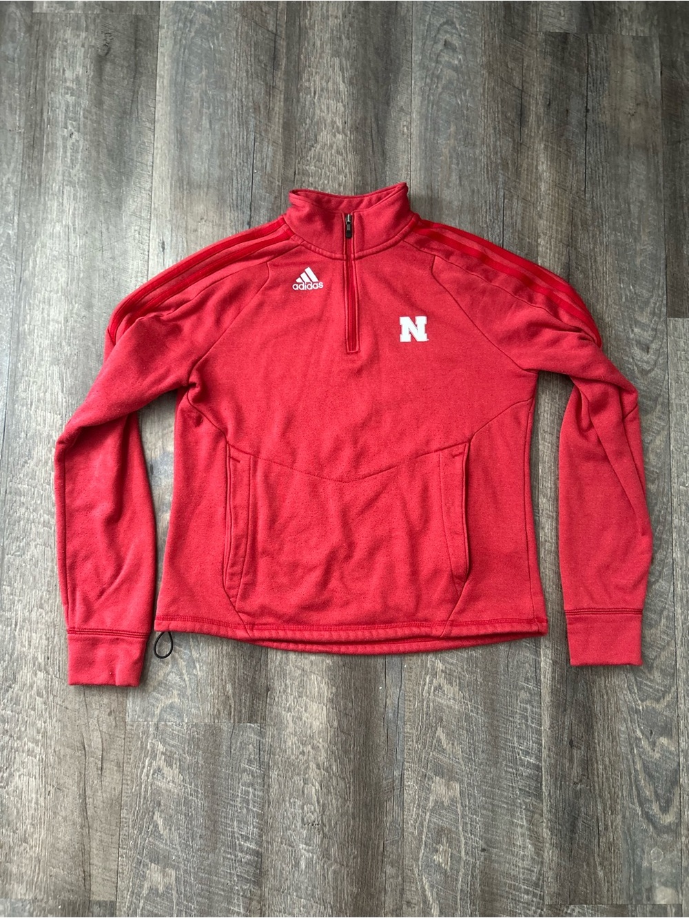Adidas Women’s Red Quarter-Zip Pullover- Huskers